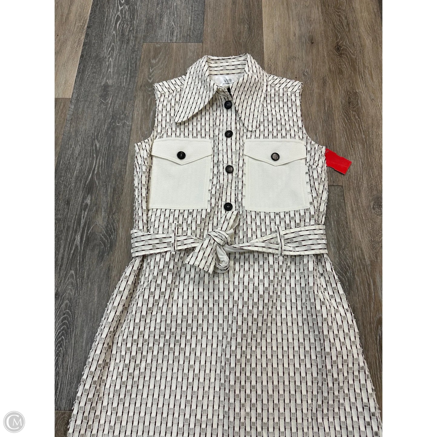 Dress Luxury Designer By Victoria Beckham In Red & White, Size: 0