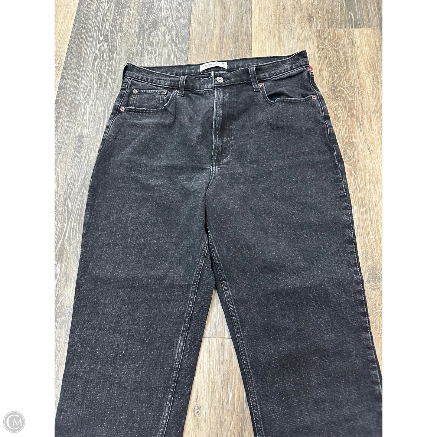 Jeans Straight By Abercrombie And Fitch In Black Denim, Size: 14
