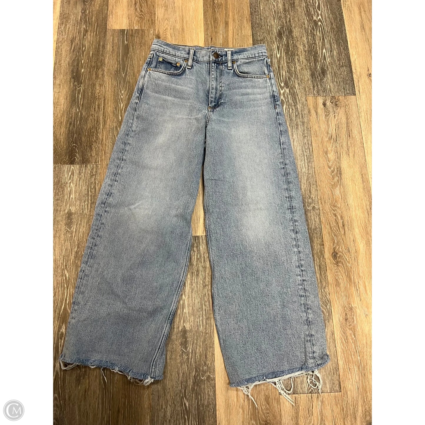 Jeans Wide Leg By Rag And Bone In Blue Denim, Size: 4