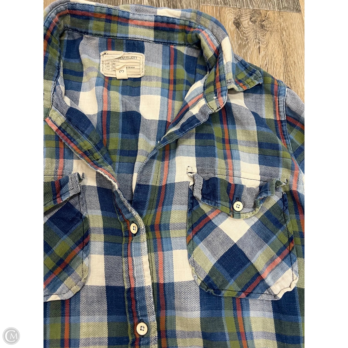 Blouse Long Sleeve By Current/elliott In Blue, Size: M