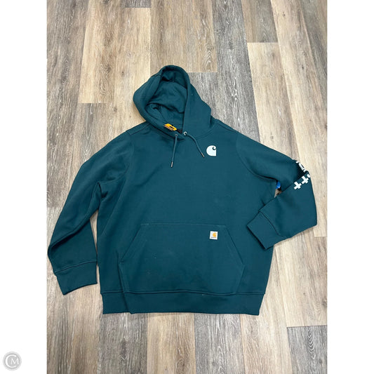 Sweatshirt Hoodie By Carhartt In Teal, Size: 2x