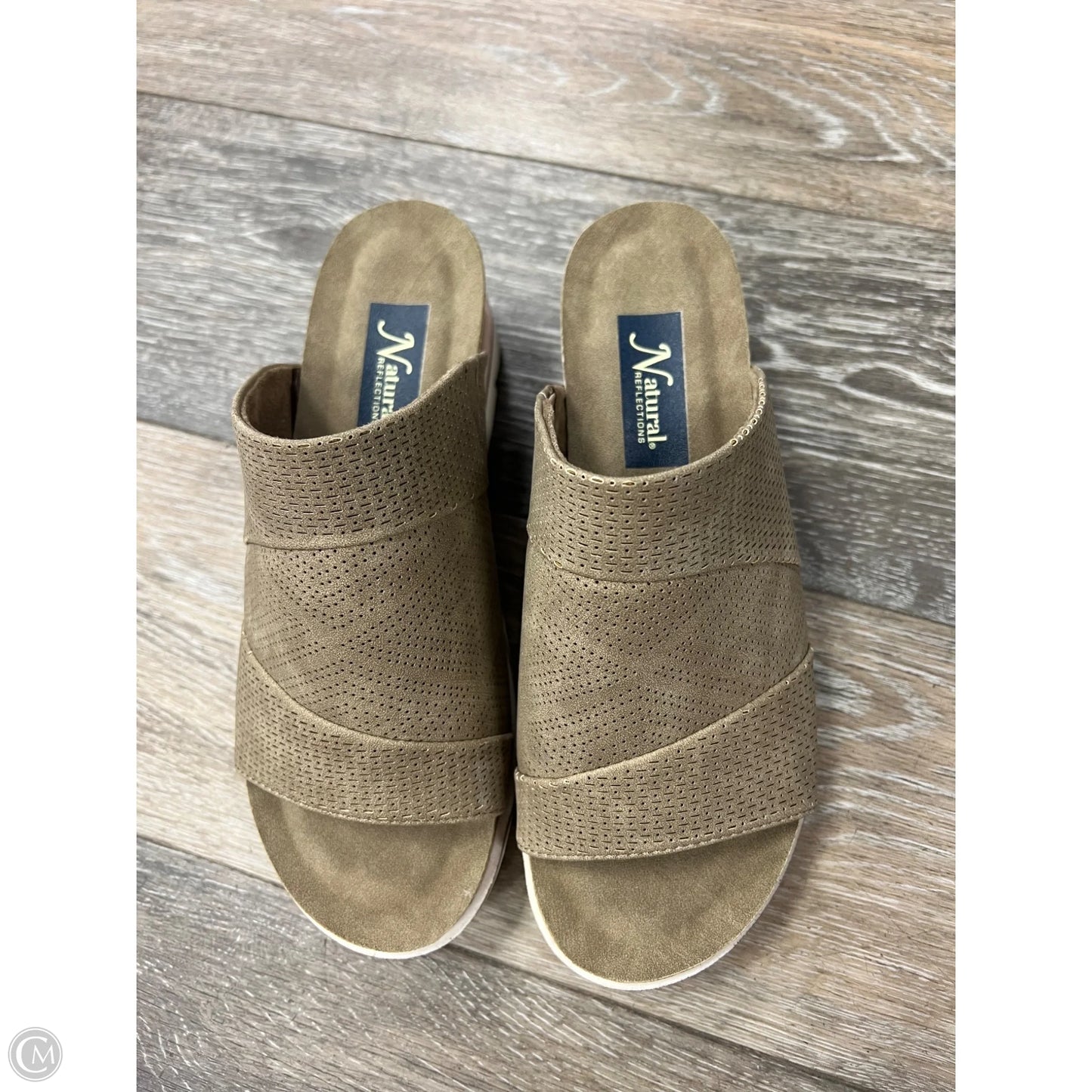 Sandals Heels Wedge By Natural Reflections In Tan, Size: 7
