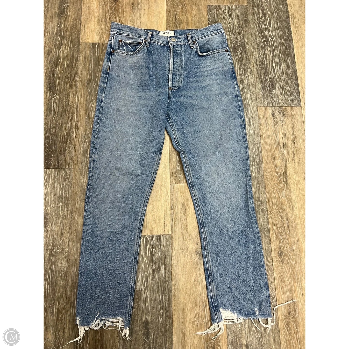 Jeans Straight By Agolde In Blue Denim, Size: 8