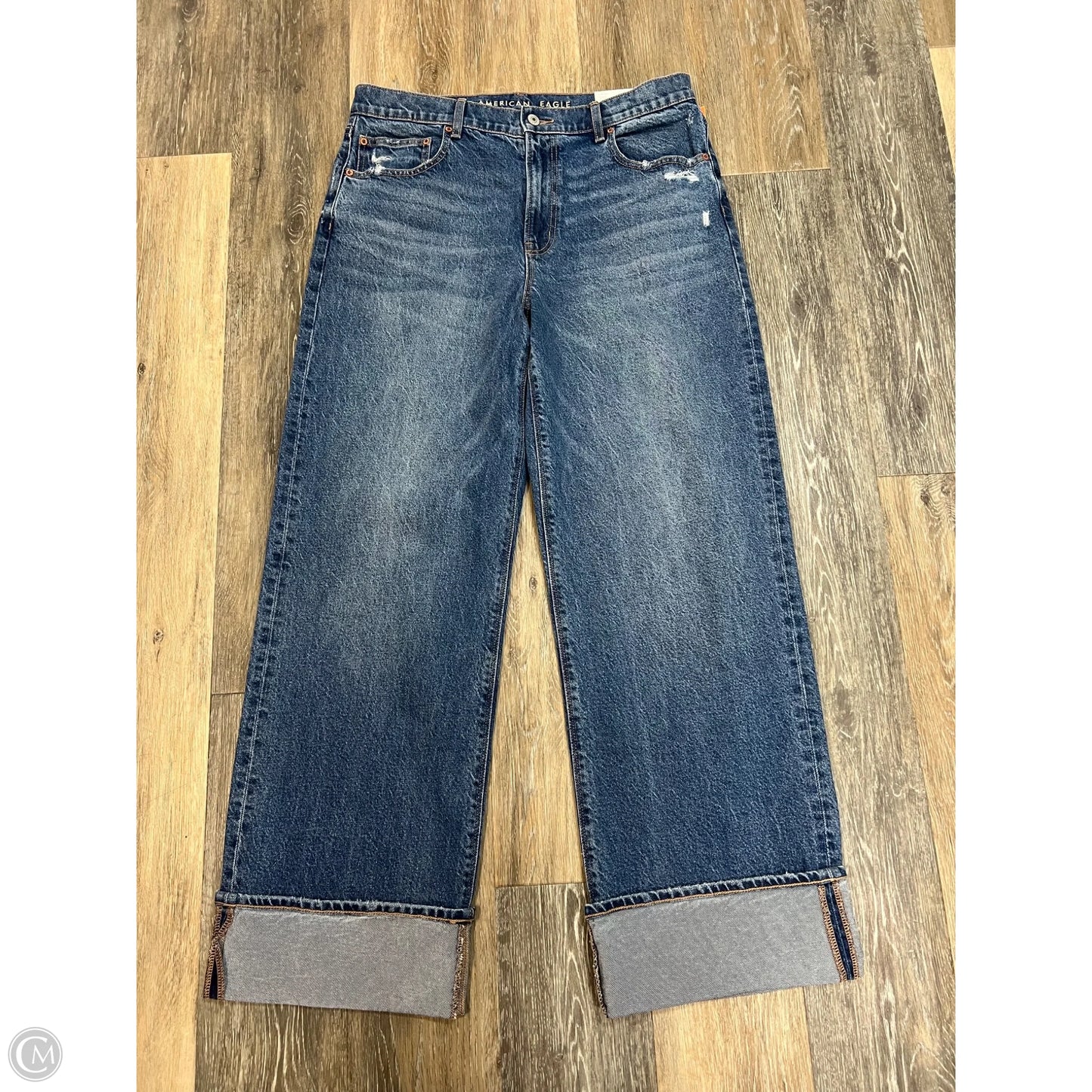 Jeans Straight By American Eagle In Blue Denim, Size: 12/31