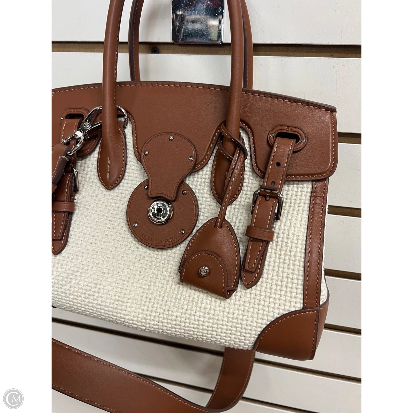 Handbag Leather By Ralph Lauren Black Label, Size: Medium