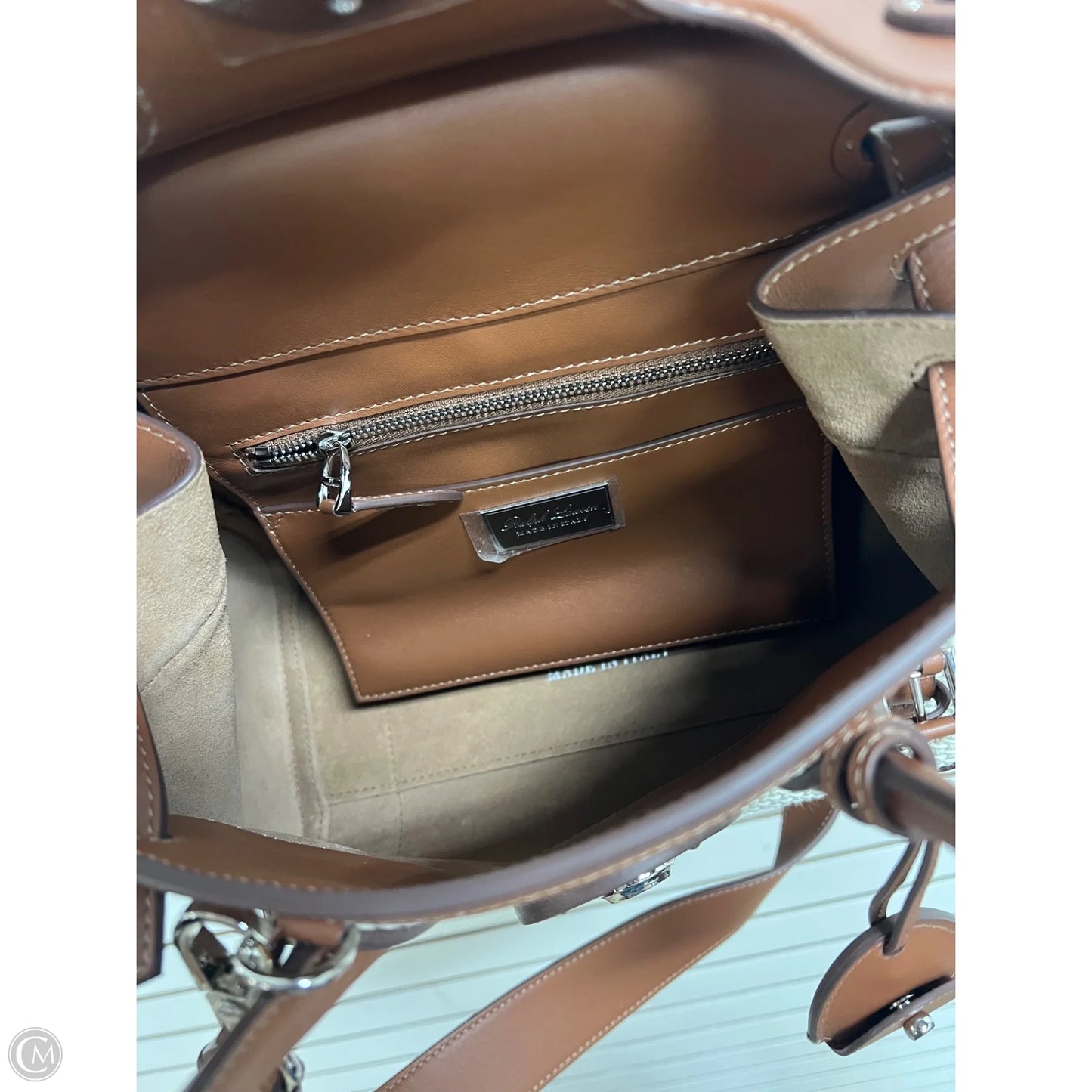 Handbag Leather By Ralph Lauren Black Label, Size: Medium