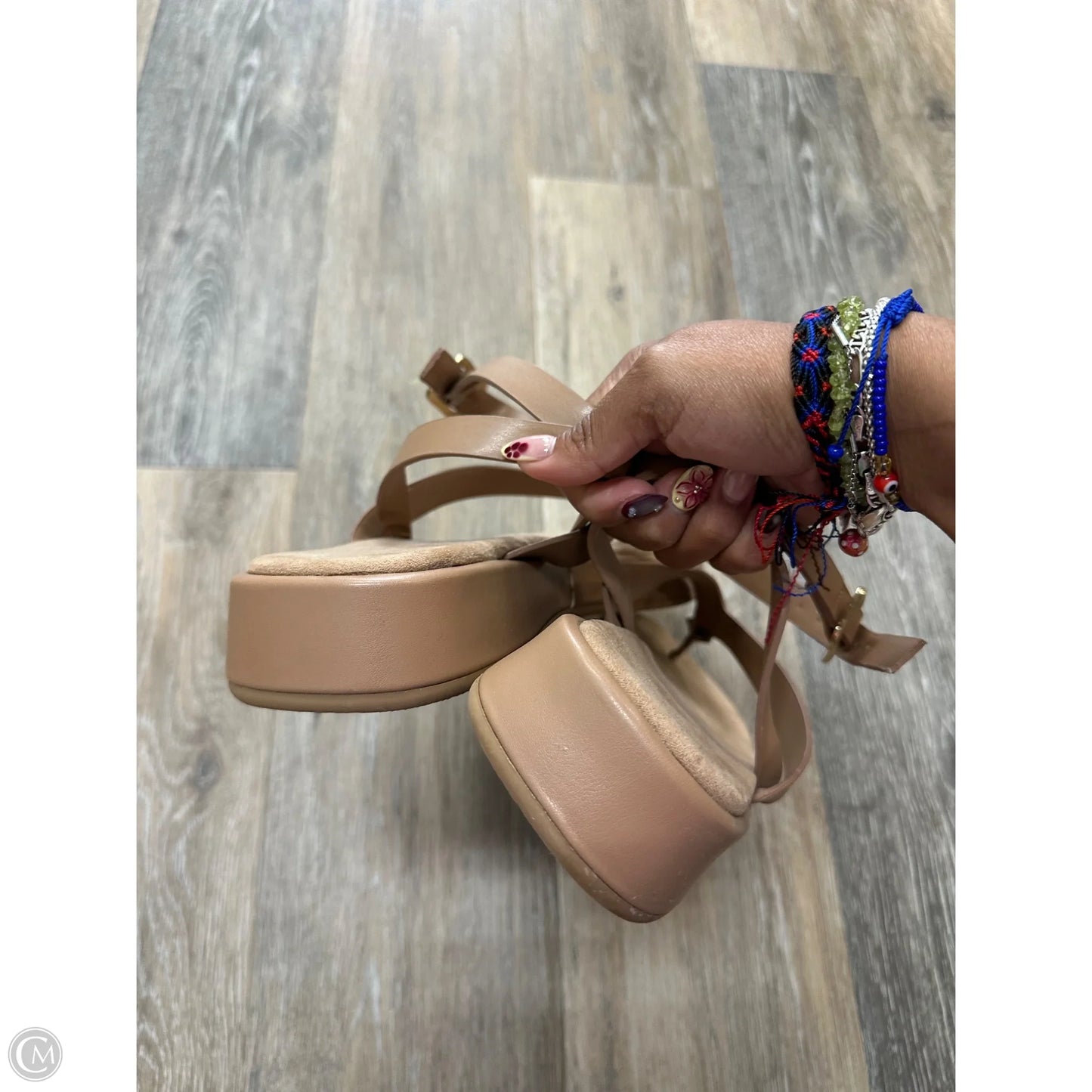 -Sandals Flip Flops By Mng In Tan, Size: 11