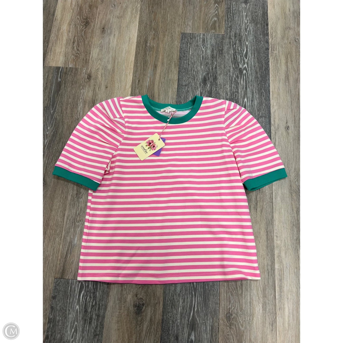 Top Short Sleeve By Entro In Striped Pattern, Size: M