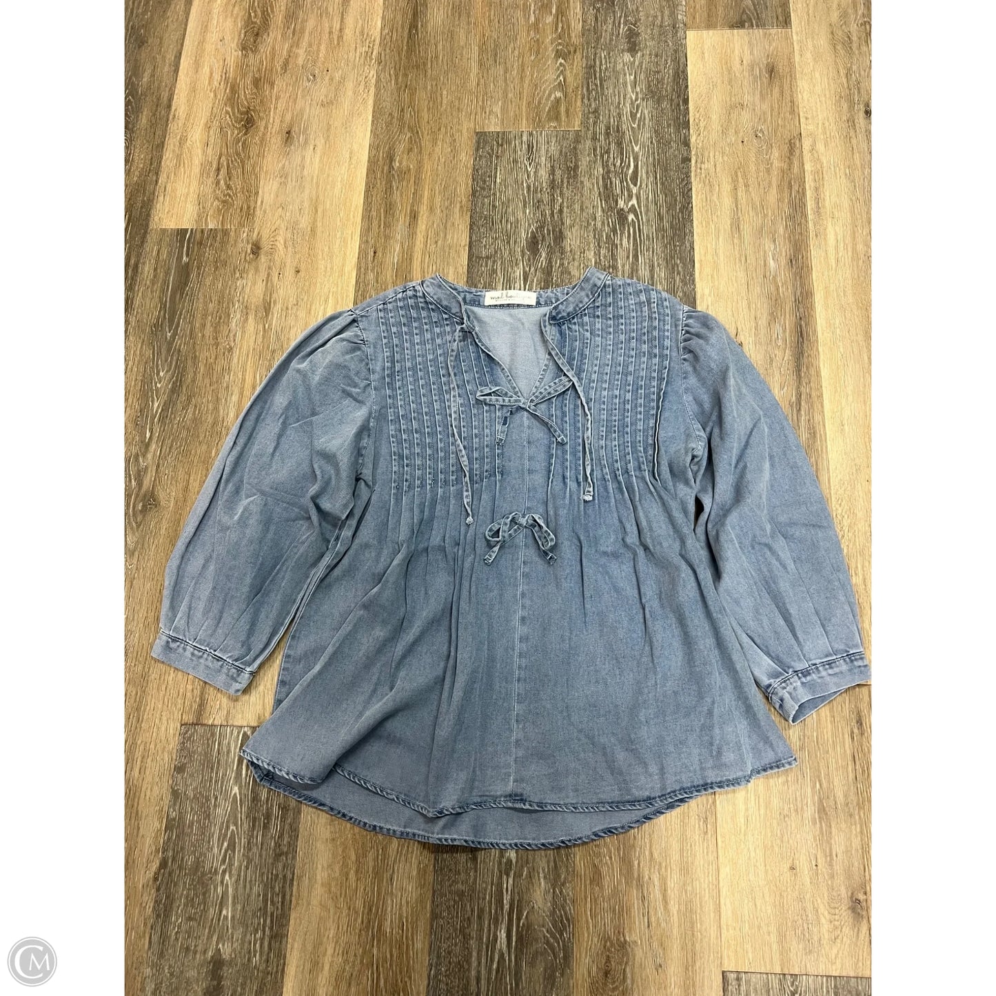 Blouse Long Sleeve By Mod In Blue, Size: M