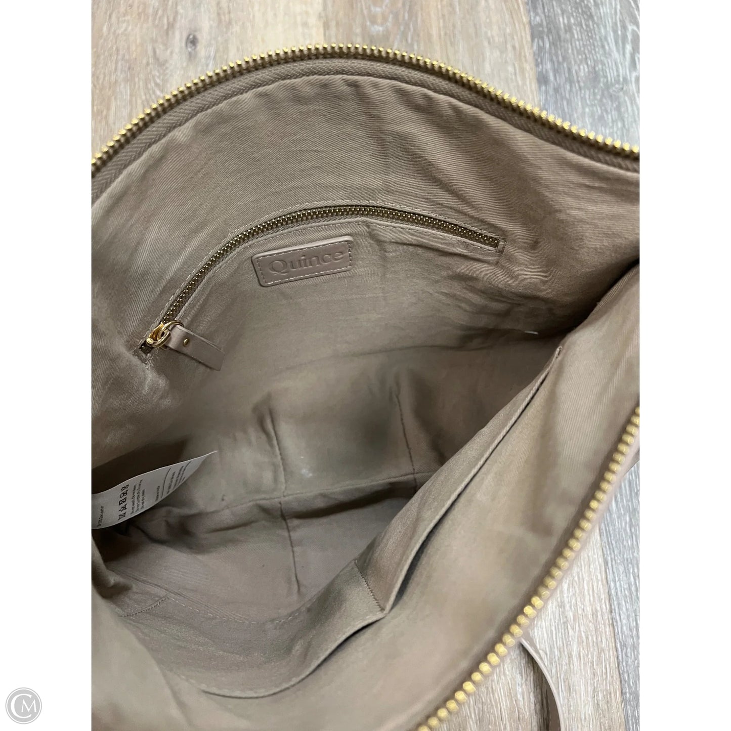 Handbag Leather By Quince, Size: Large