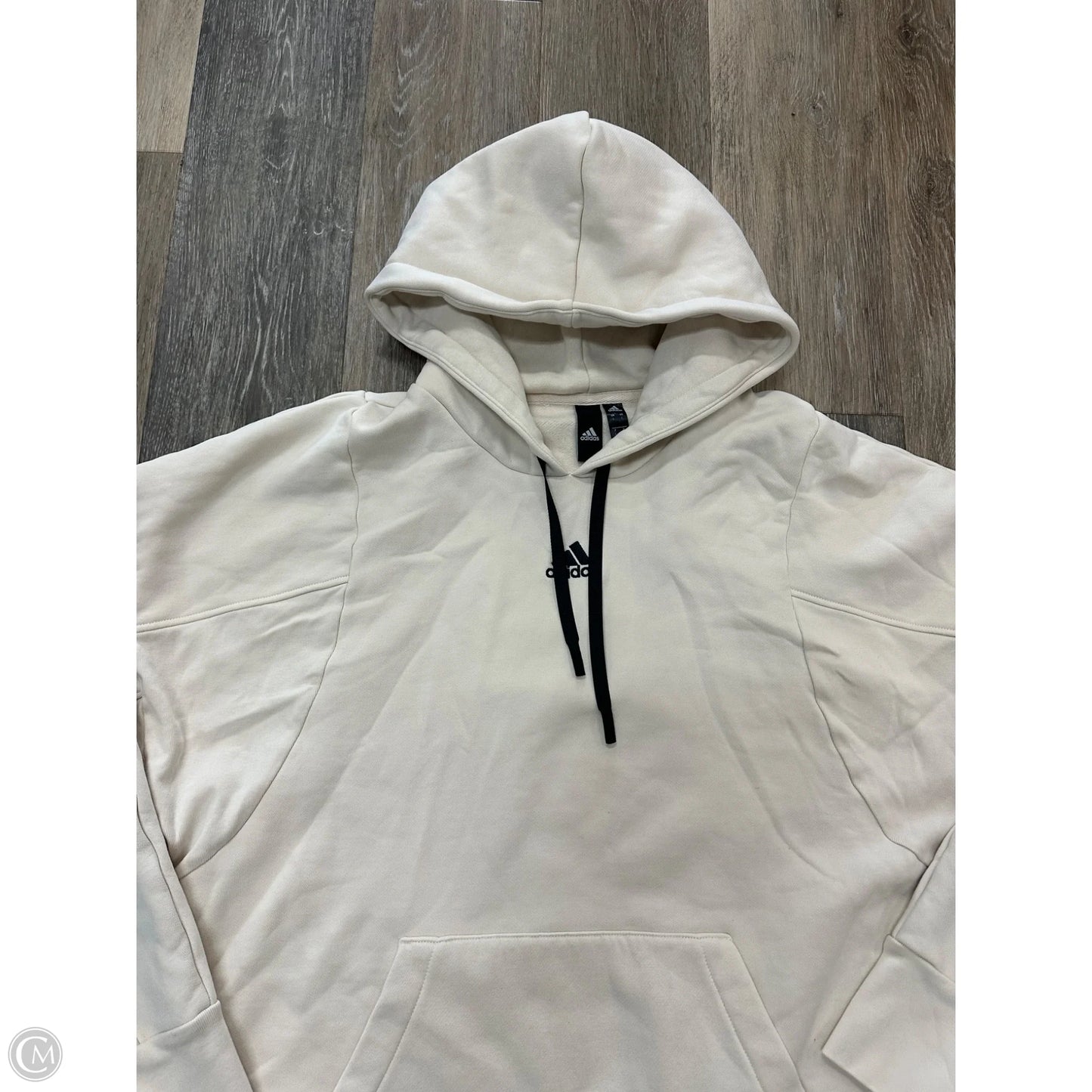 Athletic Sweatshirt Hoodie By Adidas In Cream, Size: L