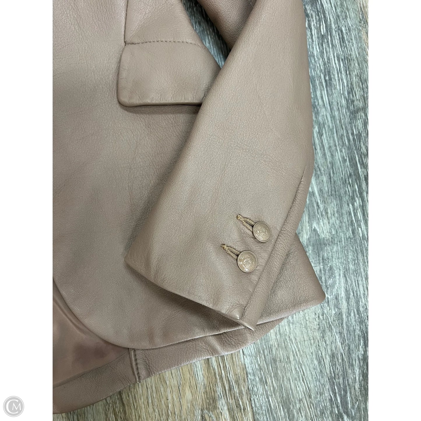 Blazer Leather Designer By L Agence In Tan, Size: 0