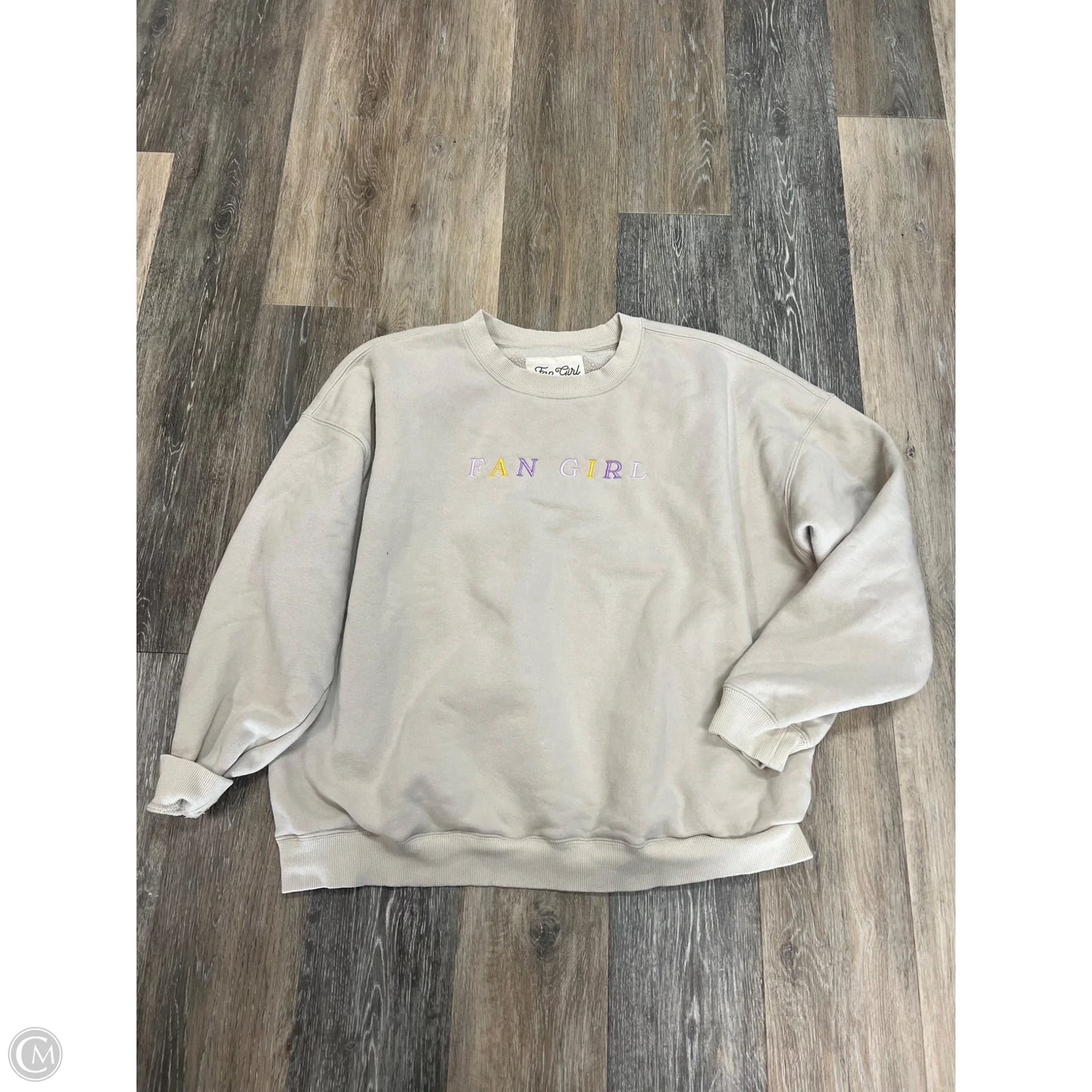 Sweatshirt Crewneck By Fan Girl In Tan, Size: Xl