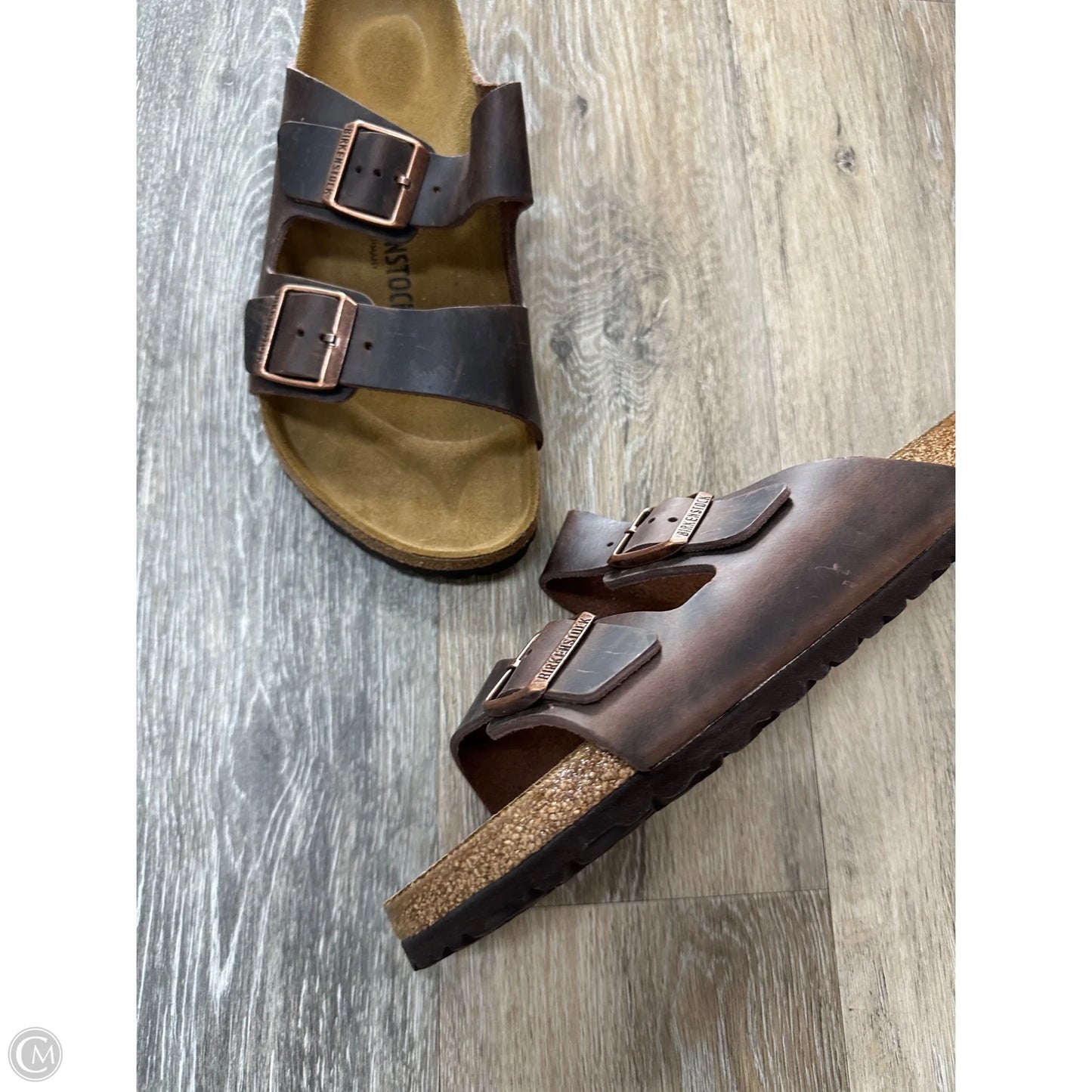 Sandals Flats By Birkenstock In Brown, Size: 11