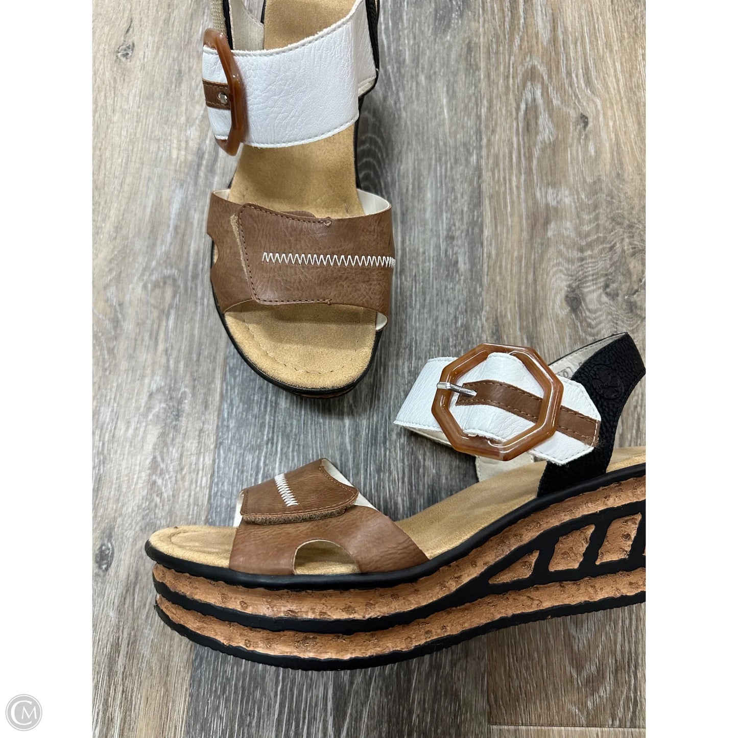 Sandals Heels Wedge By Riekers In Brown, Size: 9