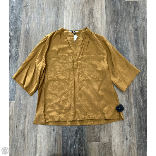 Blouse Short Sleeve By Sitting Pretty In Yellow, Size: S