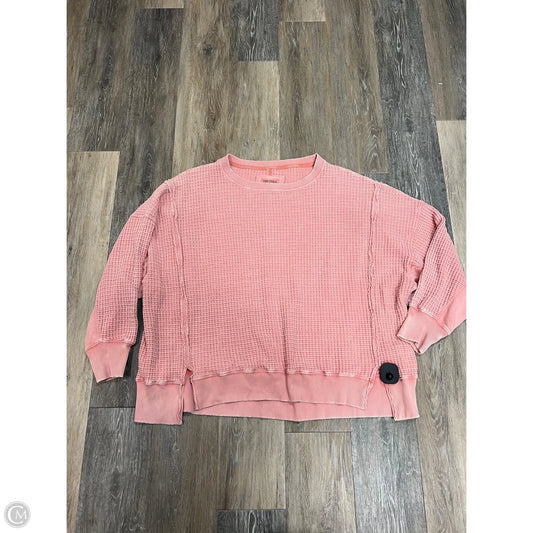 Top Long Sleeve Sweatshirt By Aerie In Peach, Size: L