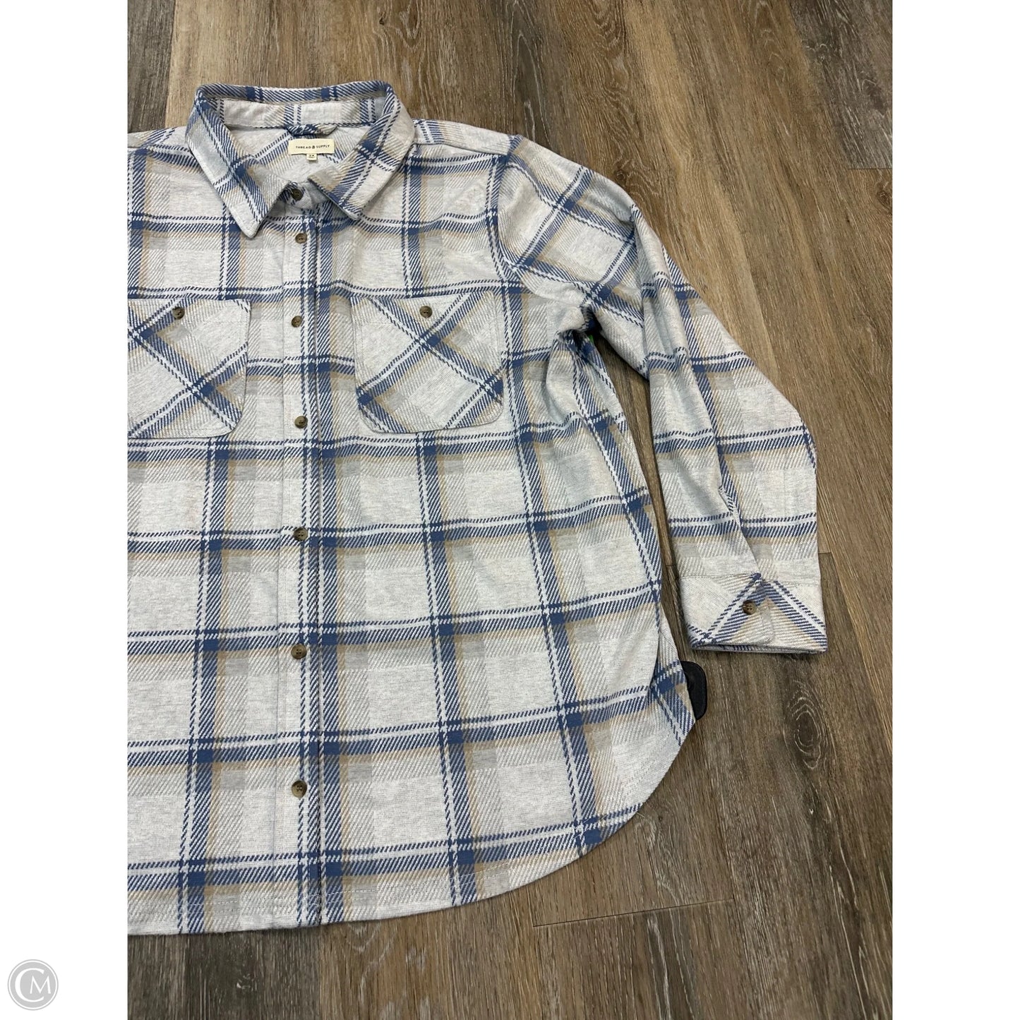 Jacket Shirt By Thread And Supply In Blue & Grey, Size: 2x