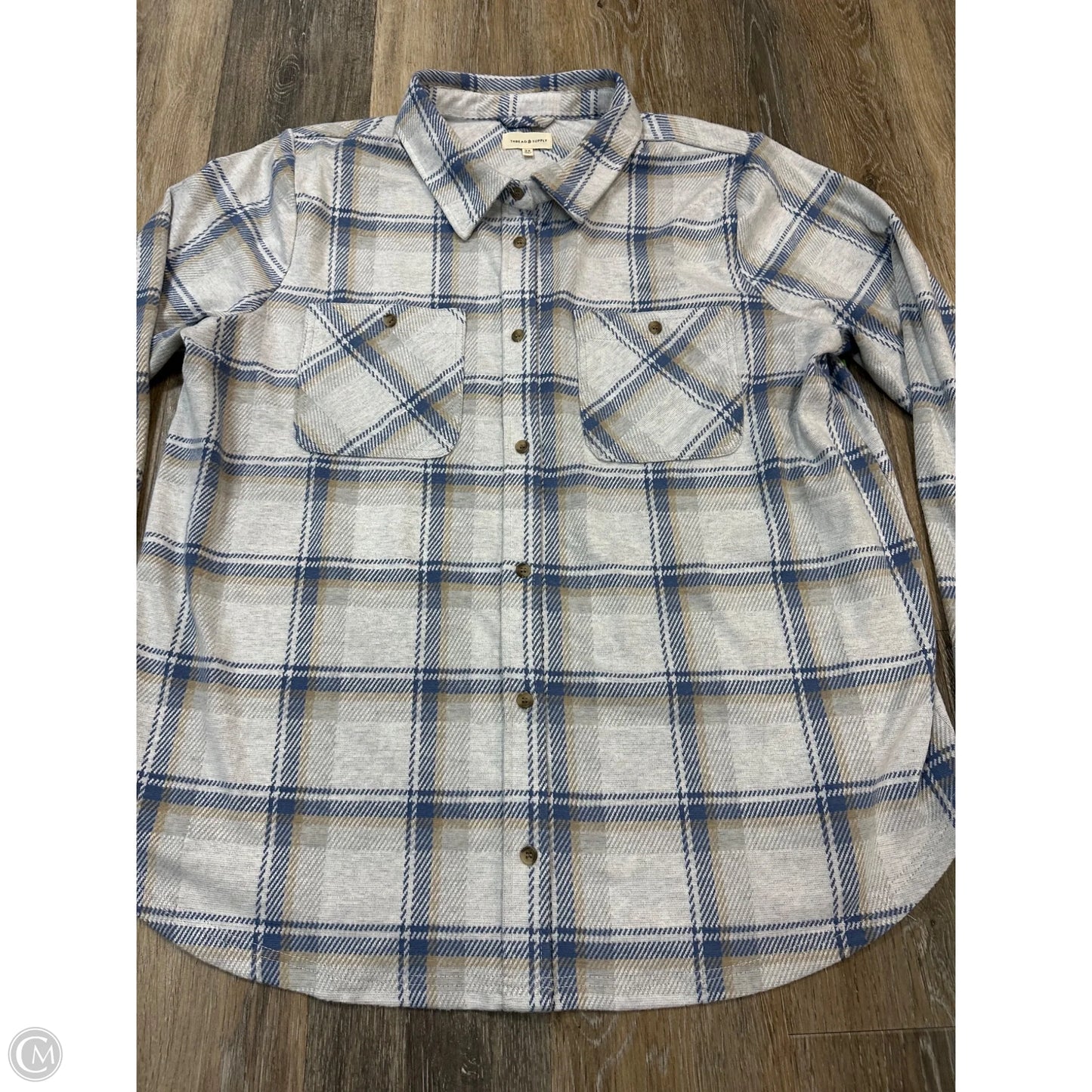 Jacket Shirt By Thread And Supply In Blue & Grey, Size: 2x
