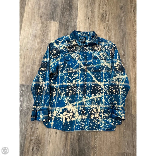 Blouse Long Sleeve By Angry Minnow In Blue, Size: Xl
