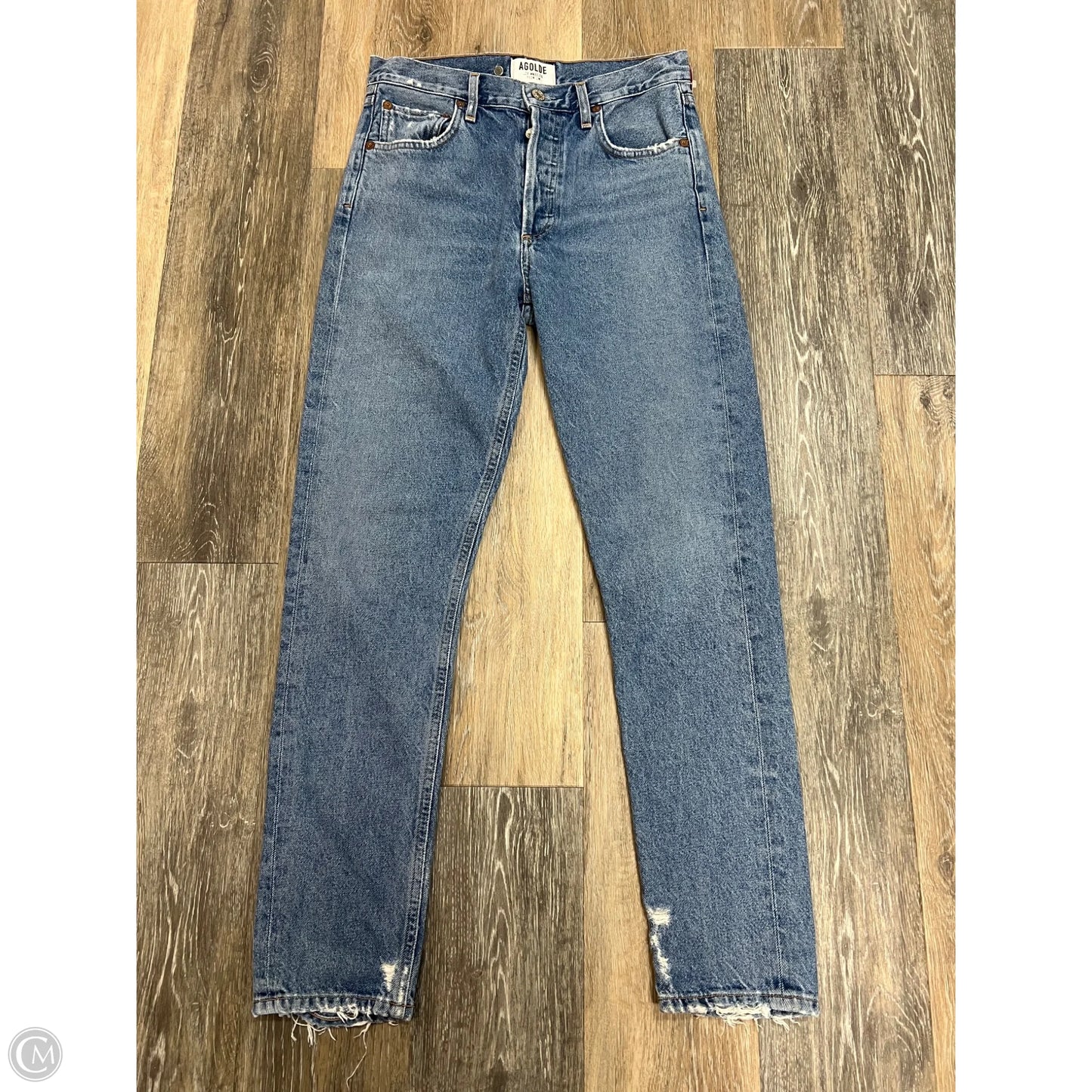 Jeans Straight By Agolde In Blue Denim, Size: 1/25