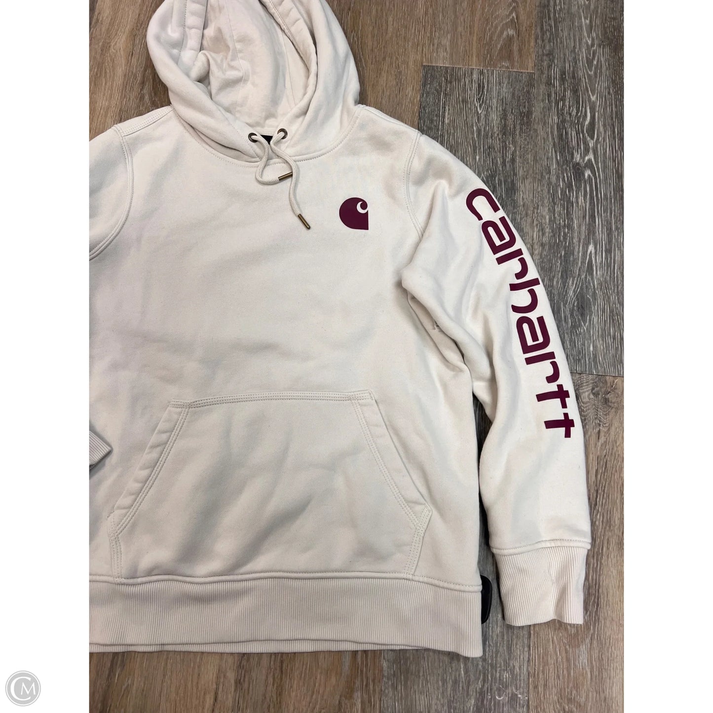 Athletic Sweatshirt Hoodie By Carhartt In Cream, Size: M