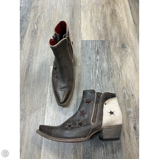 Boots Ankle Heels By Freebird In Brown & Cream, Size: 11