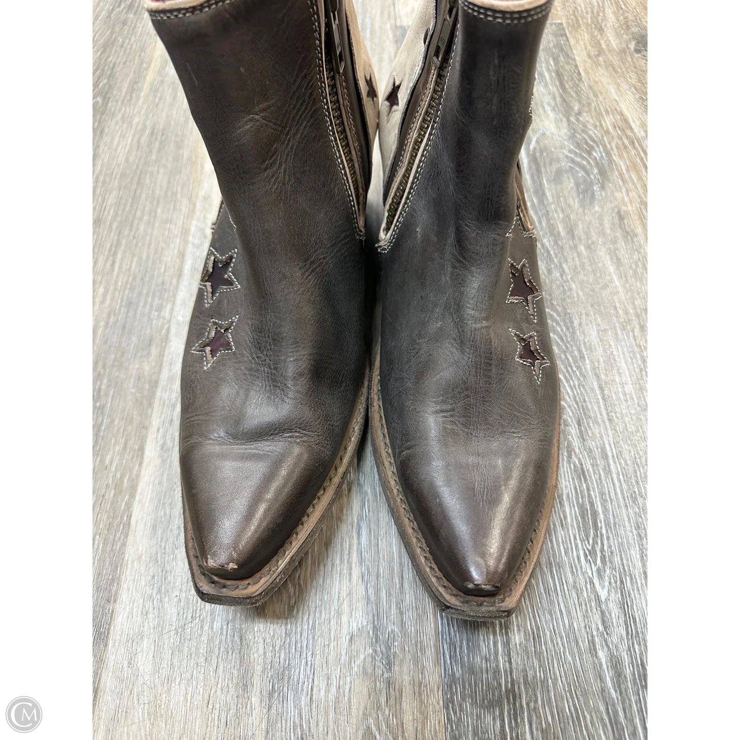 Boots Ankle Heels By Freebird In Brown & Cream, Size: 11