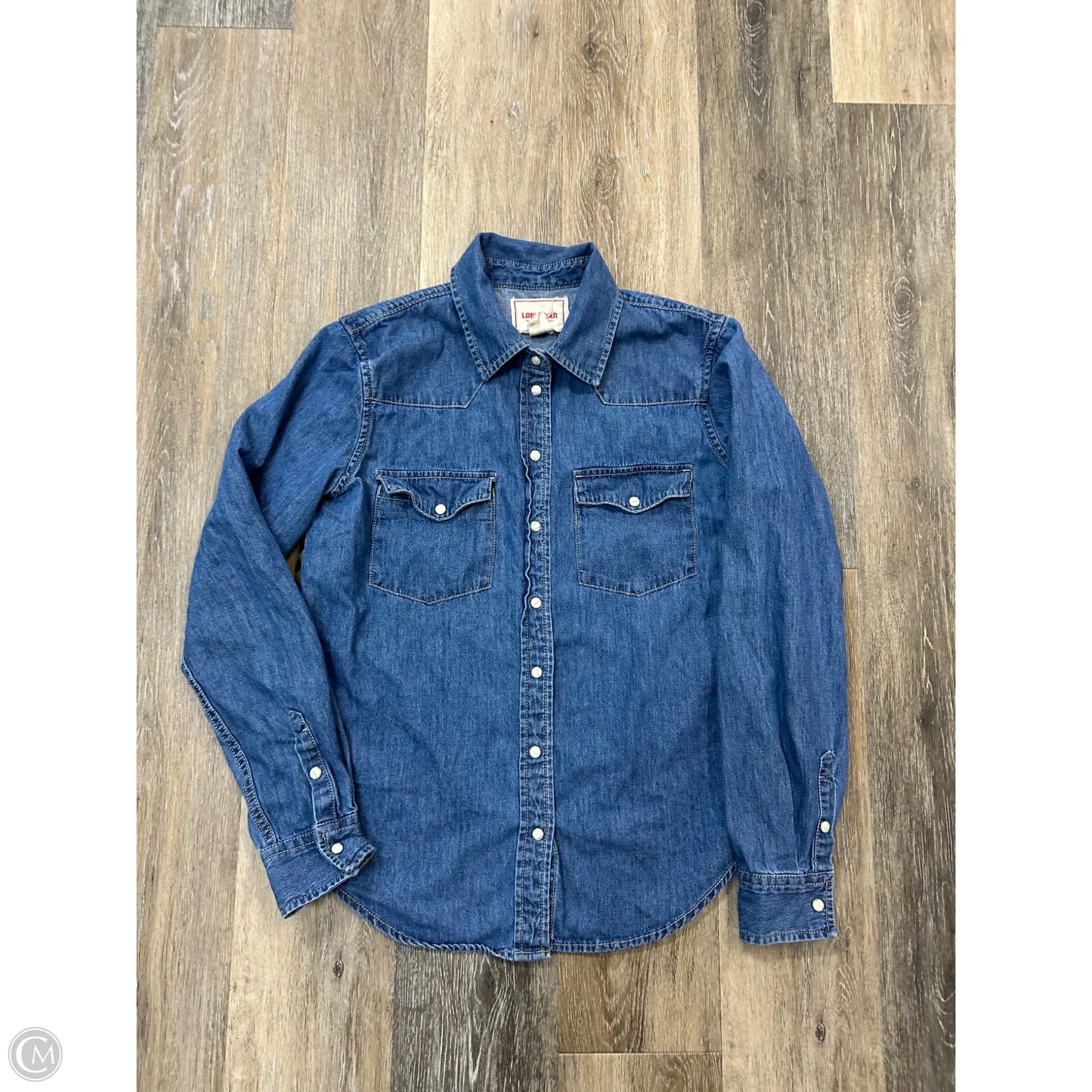 Blouse Long Sleeve By Lonestar In Blue Denim, Size: M