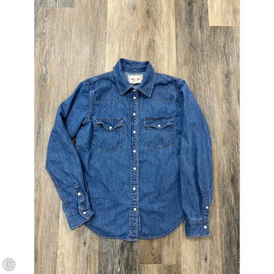 Blouse Long Sleeve By Lonestar In Blue Denim, Size: M