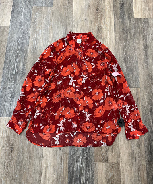 Blouse Long Sleeve By Cabi In Floral, Size: M