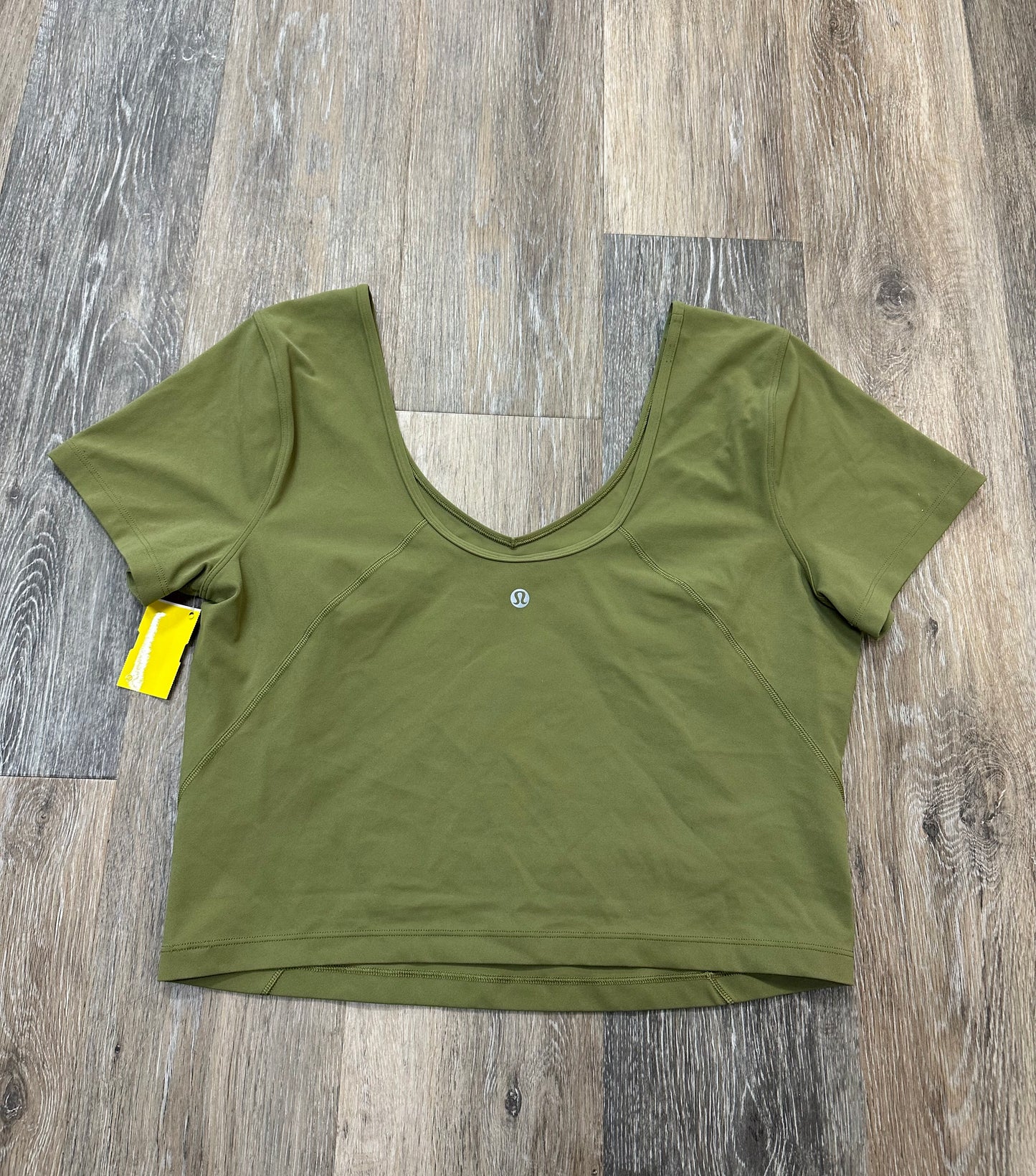 Athletic Top Short Sleeve By Lululemon In Green, Size: 12