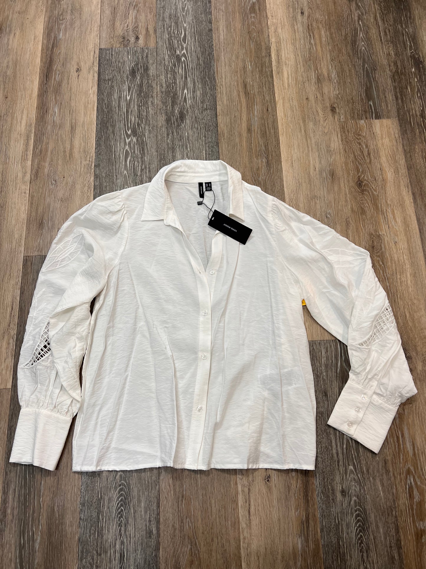 Blouse Long Sleeve By Vero Moda In White, Size: Xl