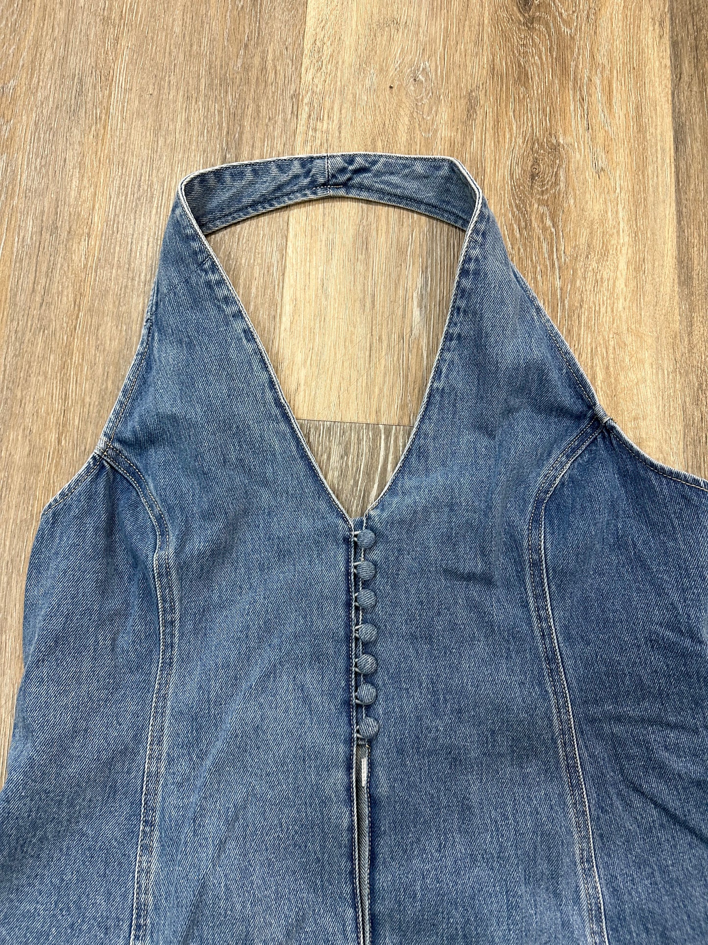 Top Sleeveless By Meshki In Blue Denim, Size: 3x