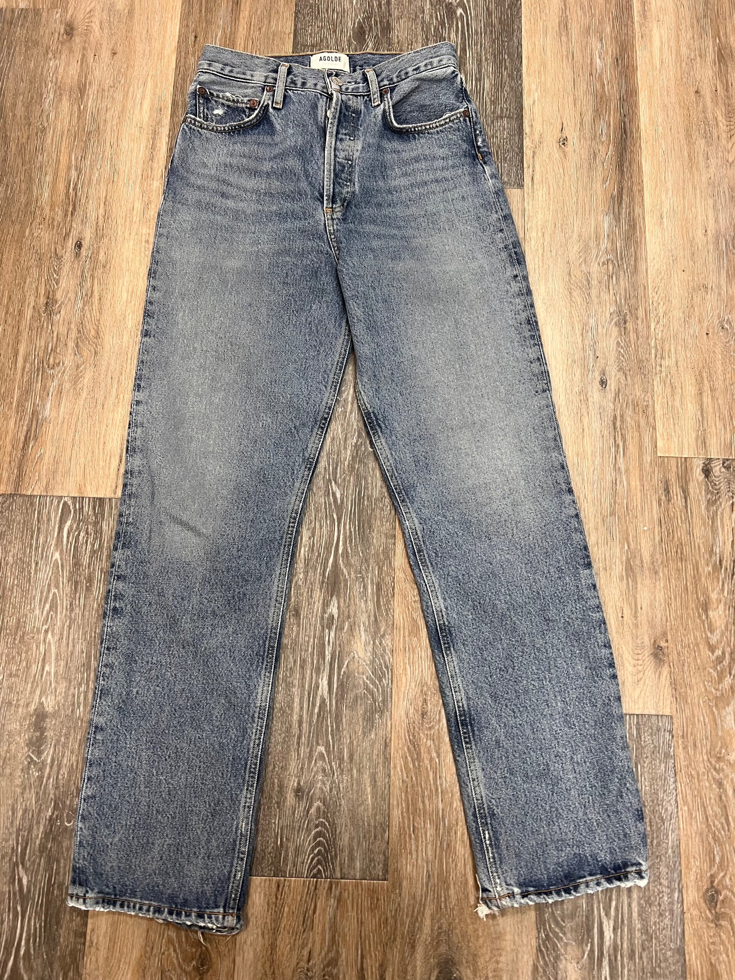 Jeans Straight By Agolde In Blue Denim, Size: 1/25