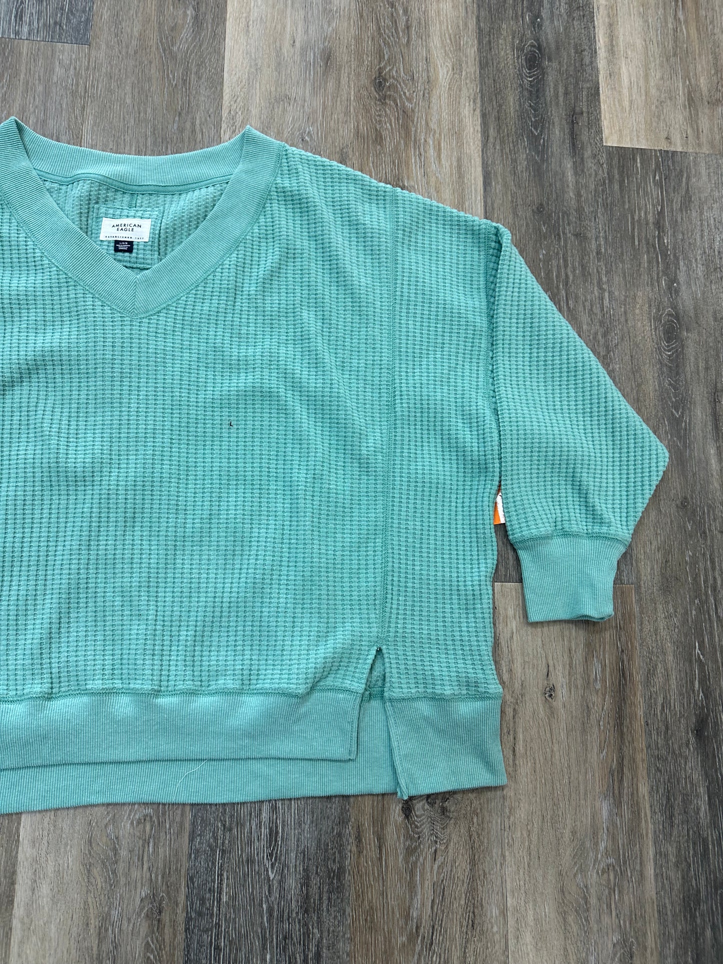 Top Long Sleeve By American Eagle In Aqua, Size: L