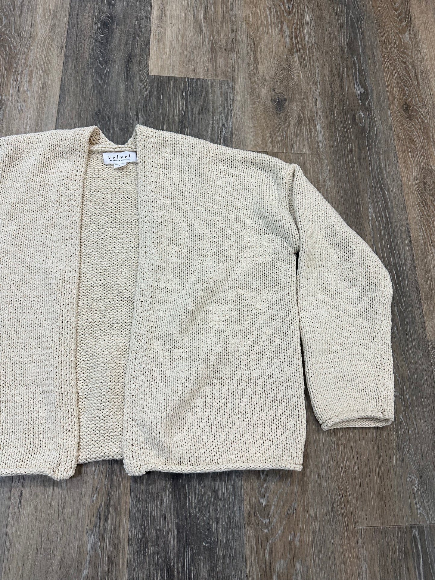 Sweater Cardigan By Velvet By Graham & Spencer In Cream, Size: S