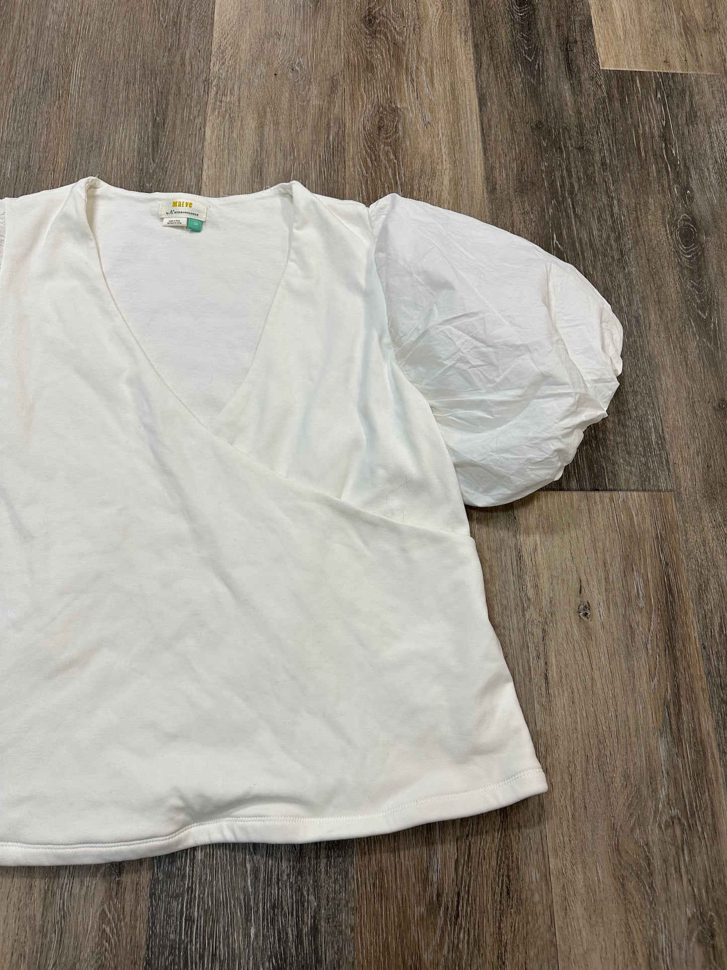 Blouse Short Sleeve By Maeve In White, Size: 2x