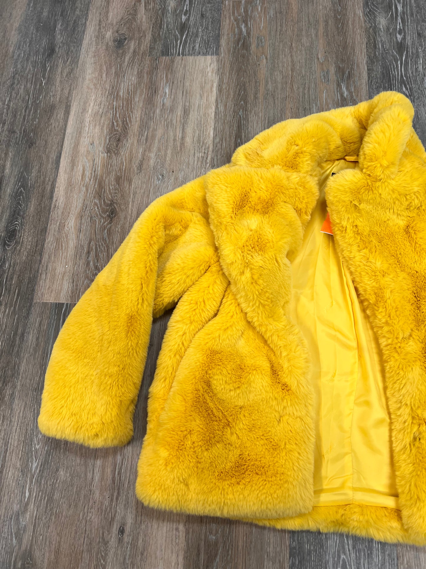 Coat Faux Fur & Sherpa By Apparis In Yellow, Size: Xs