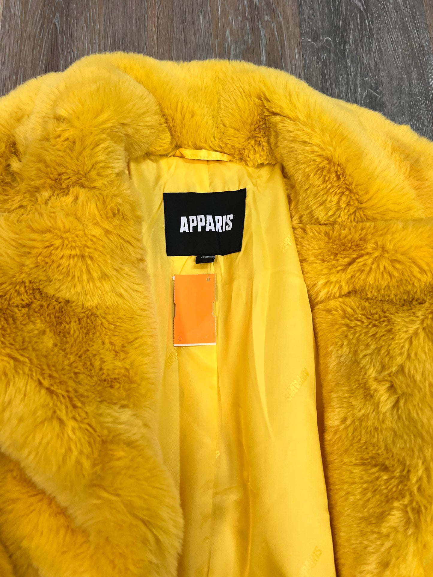 Coat Faux Fur & Sherpa By Apparis In Yellow, Size: Xs