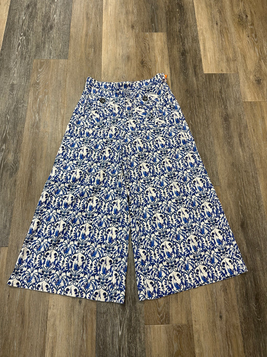 Pants Cropped By Maeve In Blue & Cream, Size: 4p