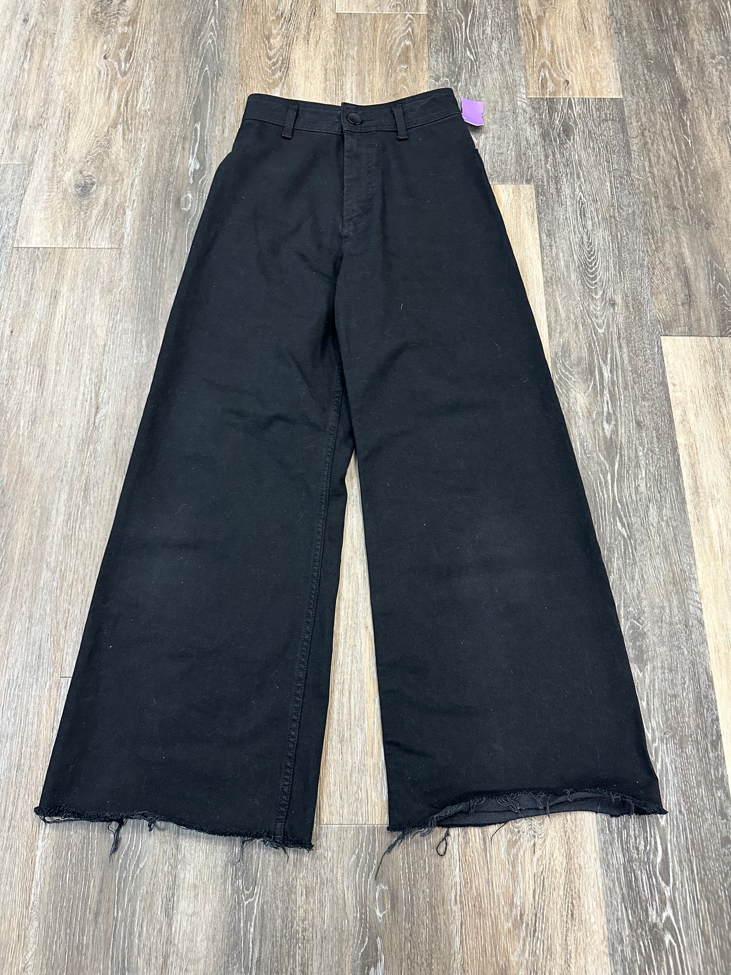 Jeans Wide Leg By Zara In Black Denim, Size: 4