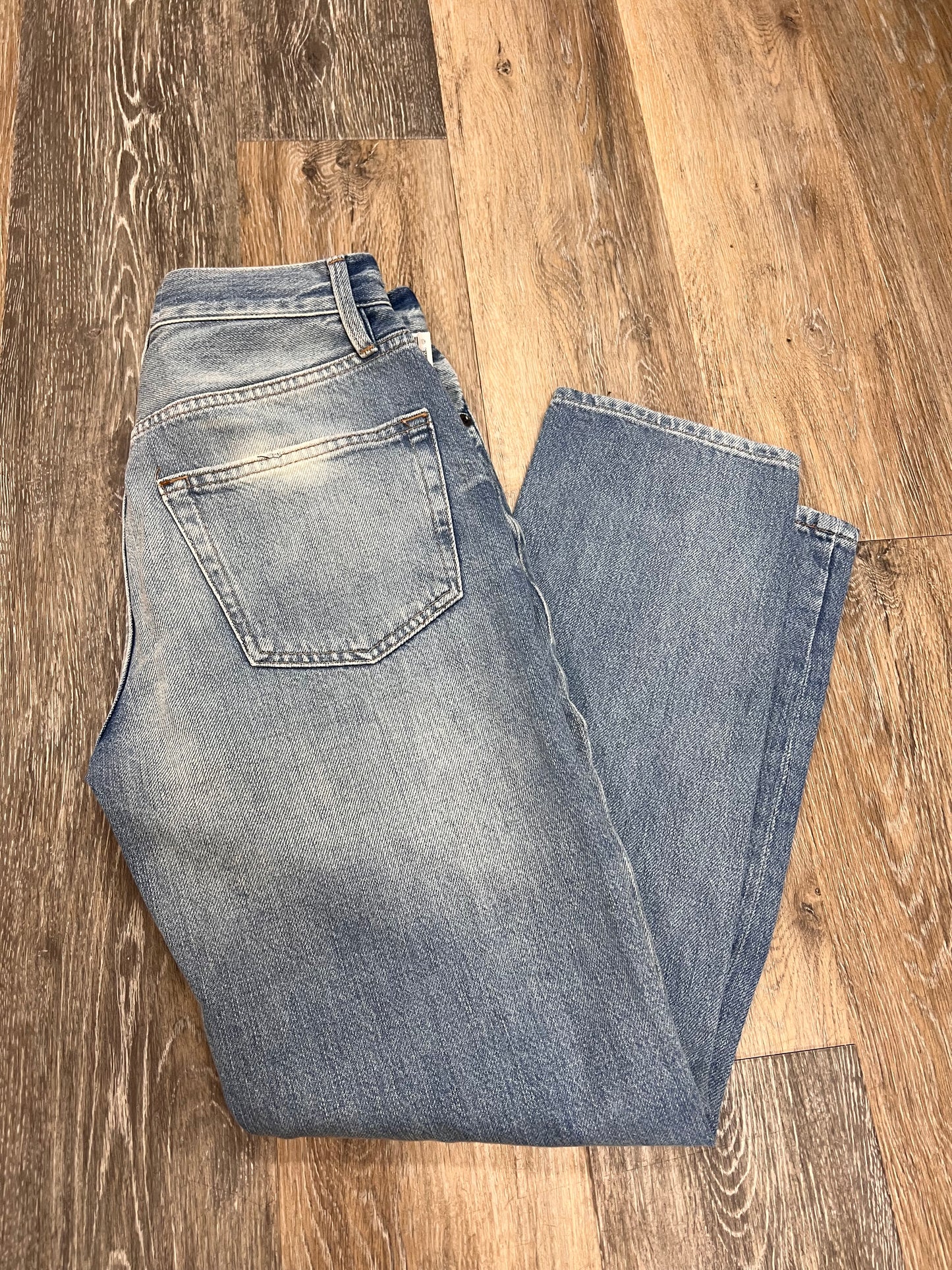 Jeans Straight By Frame In Blue Denim, Size: 0/24