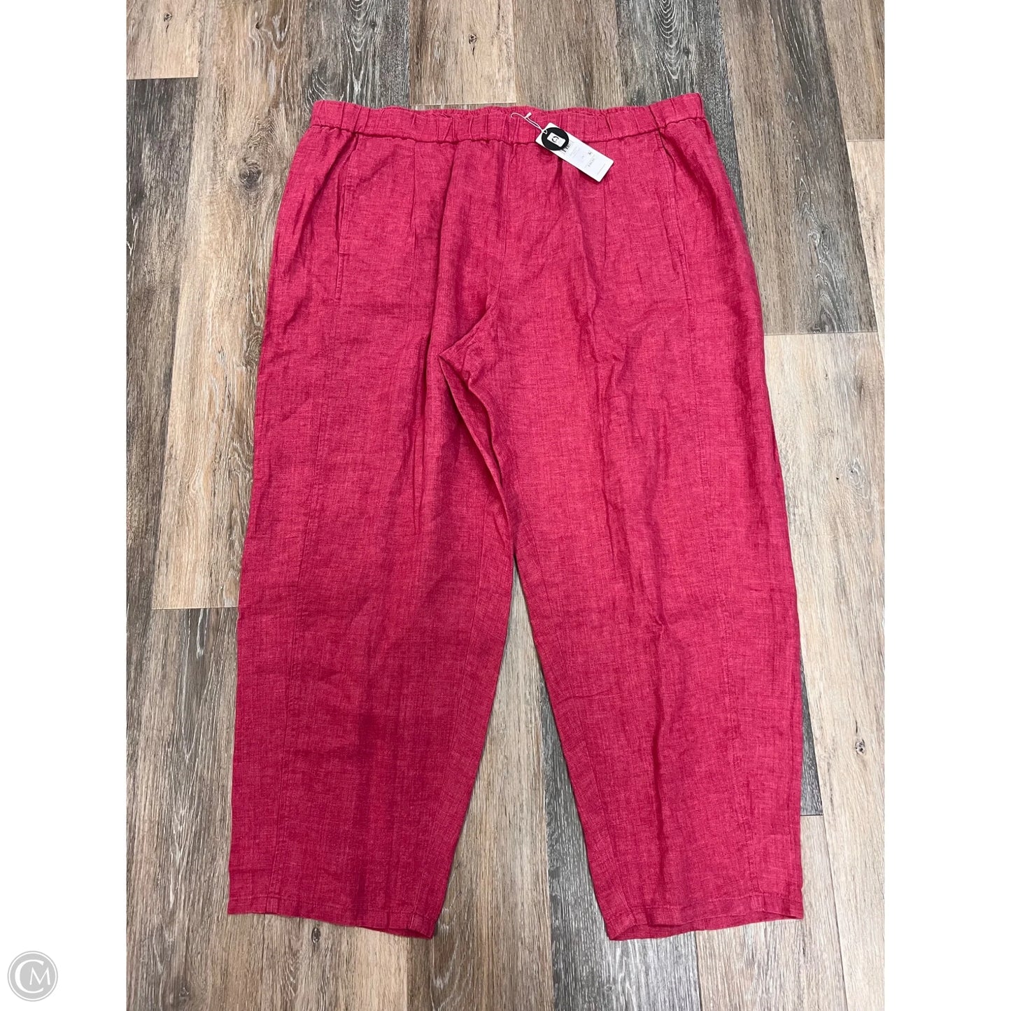 Pants Linen Ankle Crop By Eileen Fisher In Pink, Size: 2x
