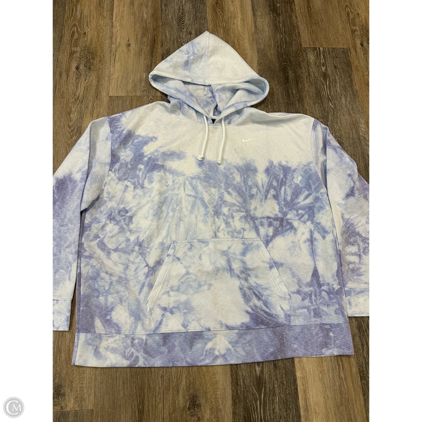 Athletic Sweatshirt Hoodie By Nike Apparel In Tie Dye Print, Size: 1x