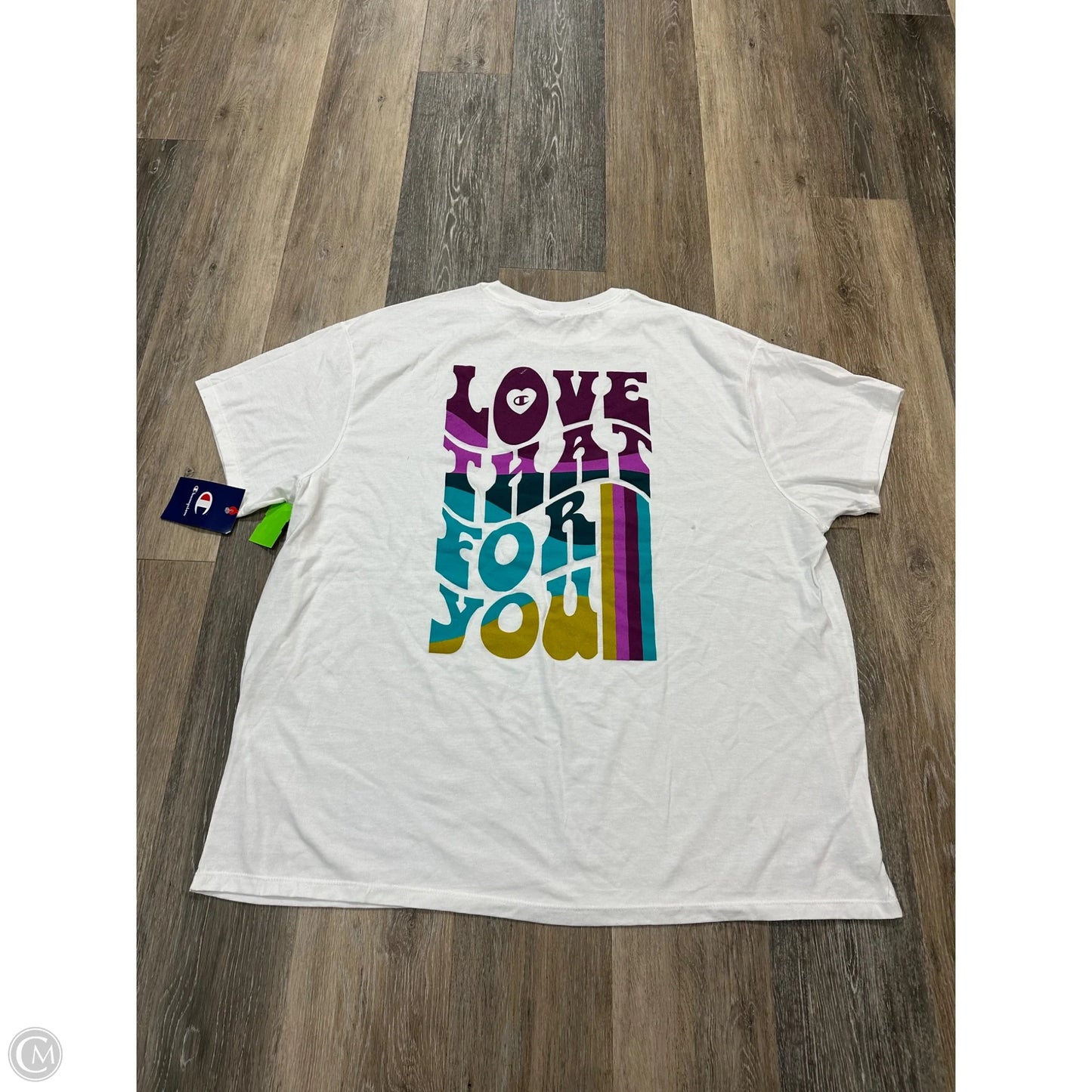 Athletic Top Short Sleeve By Champion In White, Size: 2x