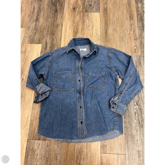 Blouse Long Sleeve By Askk Ny In Blue Denim, Size: Xs
