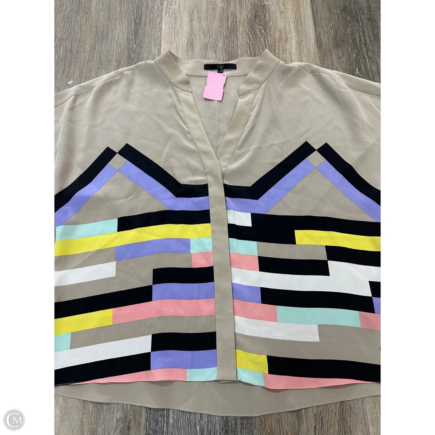 Blouse Short Sleeve By Tibi In Tan, Size: M