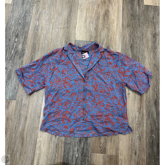 Blouse Short Sleeve By Prana In Blue & Orange, Size: S