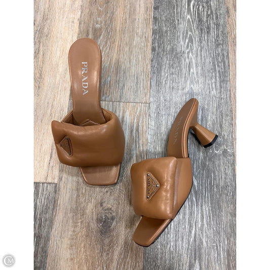 Sandals Luxury Designer By Prada In Tan, Size: 8/38